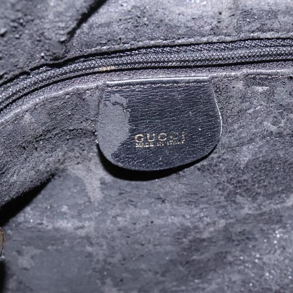 GUCCI Bamboo Hand Bag Leather Black Gold 001 1781 001 1781 - Picture 15 of 16